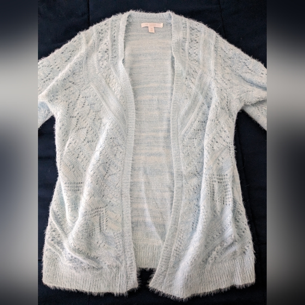 Fluffy blue cardigan